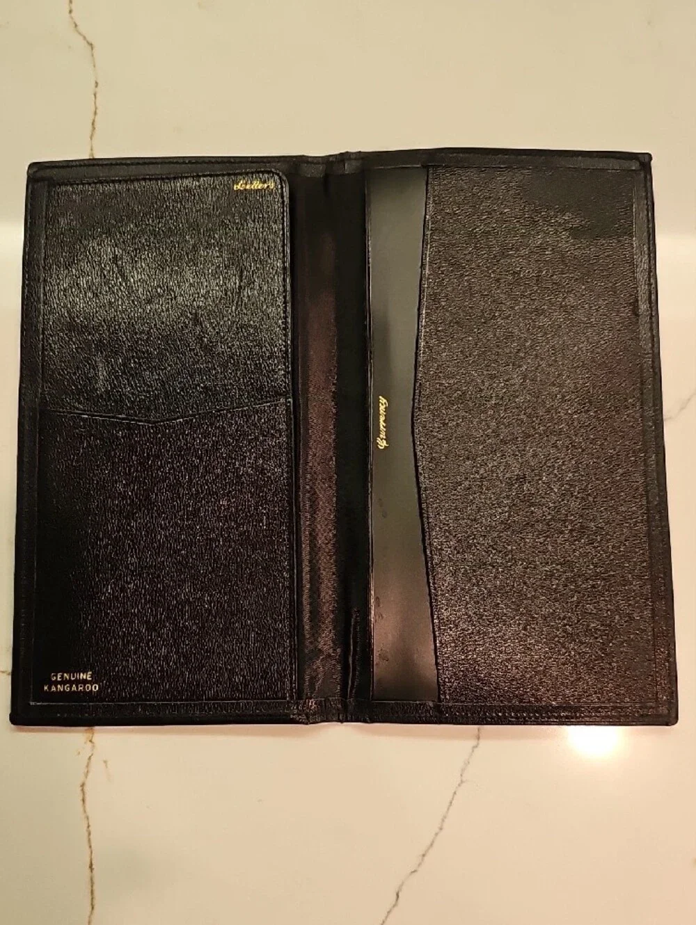 Genine Kangaroo Black Leather Checkbook or Card Holder